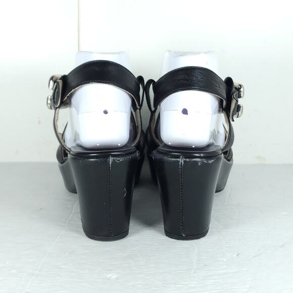 AGL Women’s US 9-9,5 EU40 Black Leather Cross STrap Chunky Platform Sandals - Picture 9 of 16